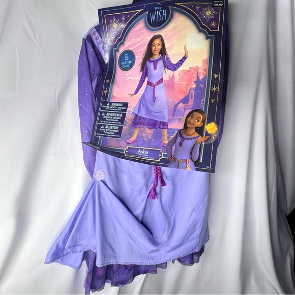 Disney Movie WISH Asha Princess Dress Cosplay Purple Stage Gown Suit Girls 3T 4T - Picture 10 of 10